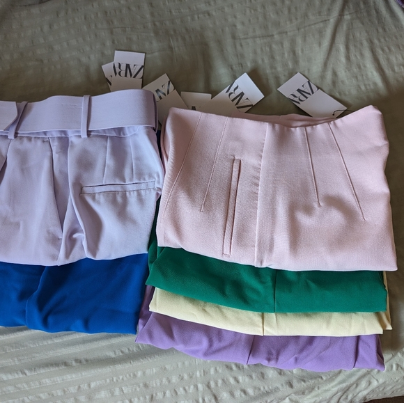 ZARA WOMEN’S NWT BELTED HIGH-WAISTED PANTS LILAC PURPLE SIZE S,M,L,XL - Picture 10 of 10